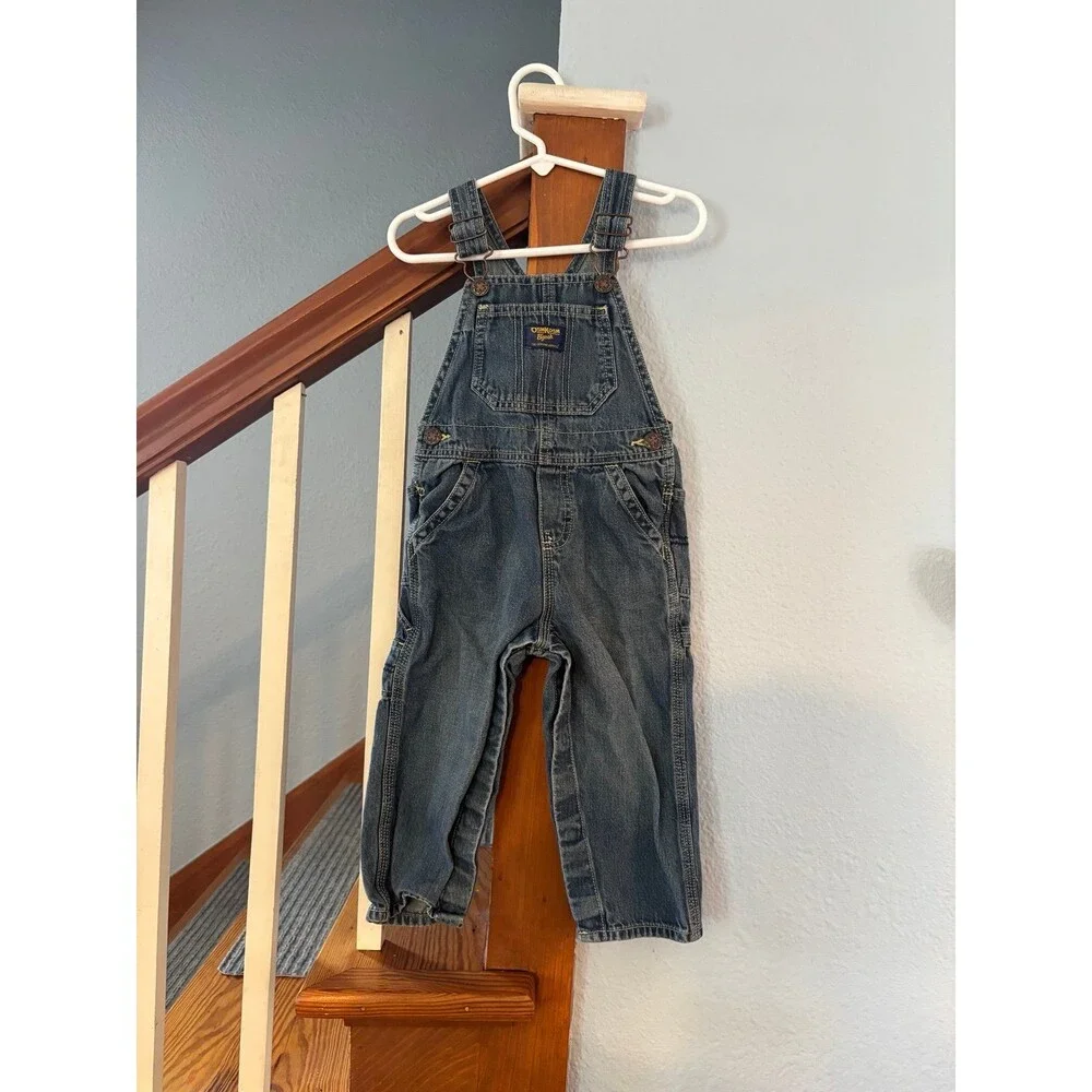 Oshkosh b’gosh blue jean denim overalls 24 mths snap